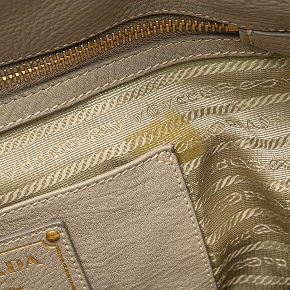 PRADA Gray Leather Shoulder Bag